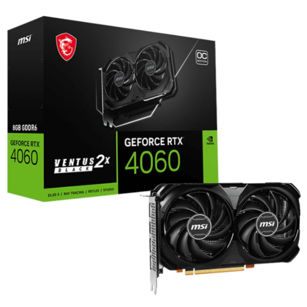 MSI Nvidia GeForce RTX 4060 Ventus 2x Black 8G GDDR6X 128-BIT Graphics Card