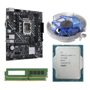 i3-12100, 16GB DDR4 RAM, Blue LED CPU FAN, H610 Motherboard Combo