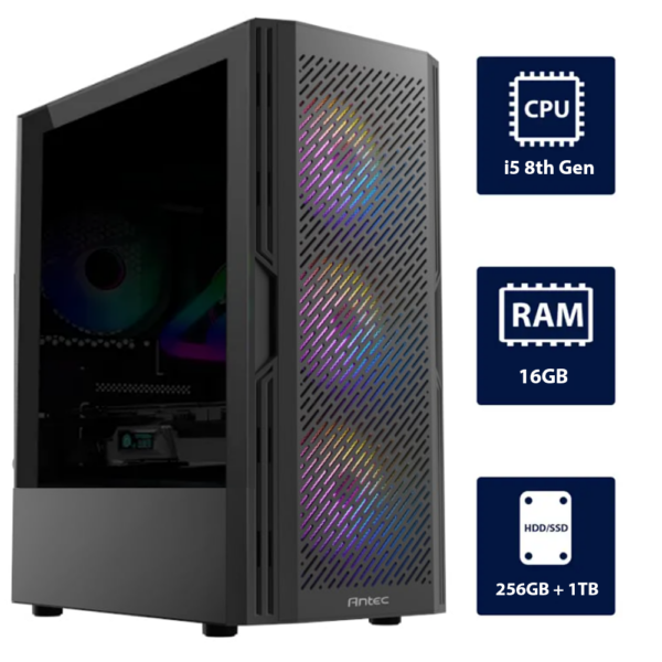 i5 8th, 16GB RAM, 256GB SSD + 1TB HDD Gaming Computer