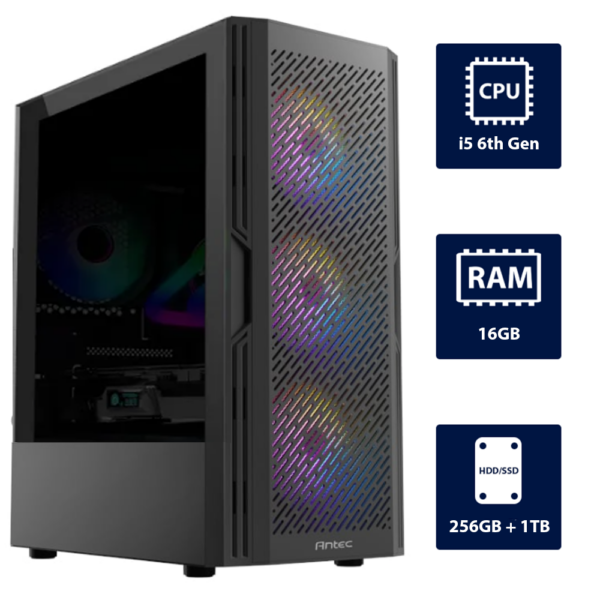 i5 6th, 16GB RAM, 256GB SSD + 1TB HDD Desktop Computer
