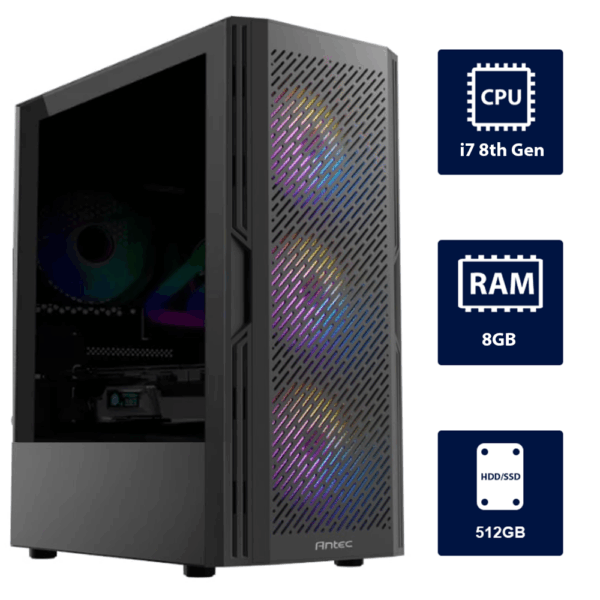 i7 8th, 8GB RAM, 512GB SSD Desktop Computer