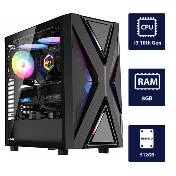 i3 10th, 8GB RAM, 512GB SSD RUIX CV203 Desktop Tower