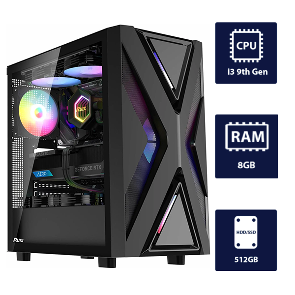 i3 9th, 8GB RAM, 512GB SSD RUIX CV203 Desktop Tower