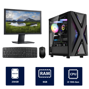 i3 10th Gen, 8GB RAM, 256GB SSD, with 19" Monitor, RUIX CV203 Full Desktop PC