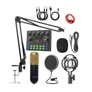 Professional Podcast Condenser Microphone With Sound Card Set Q-SK8