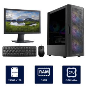 i3 10th, 16GB RAM, 256GB SSD + 1TB HDD Antec AX-20 RGB Full Desktop Computer