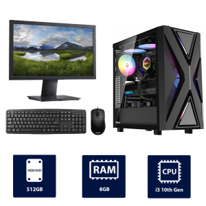 i3 10th Gen, 8GB RAM, 512GB SSD, with 19" Monitor, RUIX CV203 Full Desktop PC