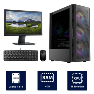 i3 10th, 4GB RAM, 256GB SSD + 1TB HDD, 19" Monitor Full Set Desktop Computer