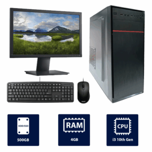 i3 10th, 4GB RAM, 500GB HDD, 19" Monitor Full Set Desktop Computer