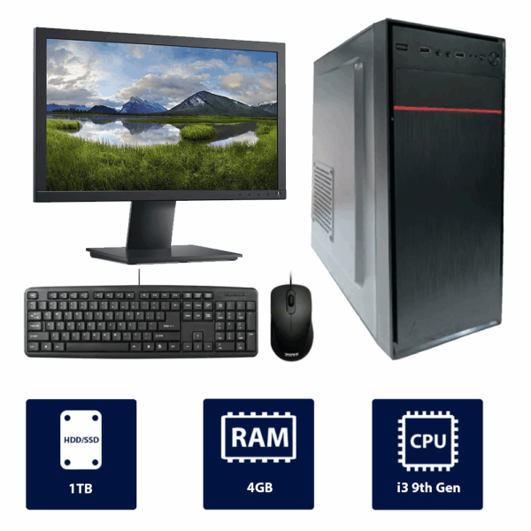 i3 9th, 4GB RAM, 1TB HDD, 19" Monitor Full Set Desktop Computer