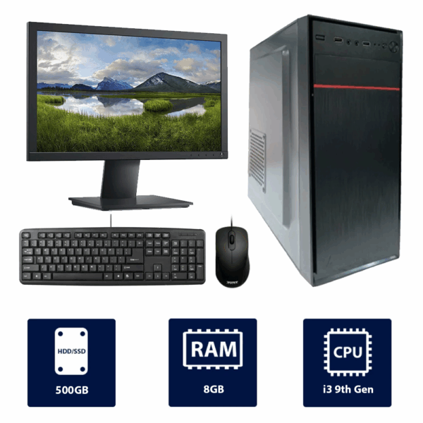 i3 9th, 8GB RAM, 500GB HDD Full Set Desktop Computer