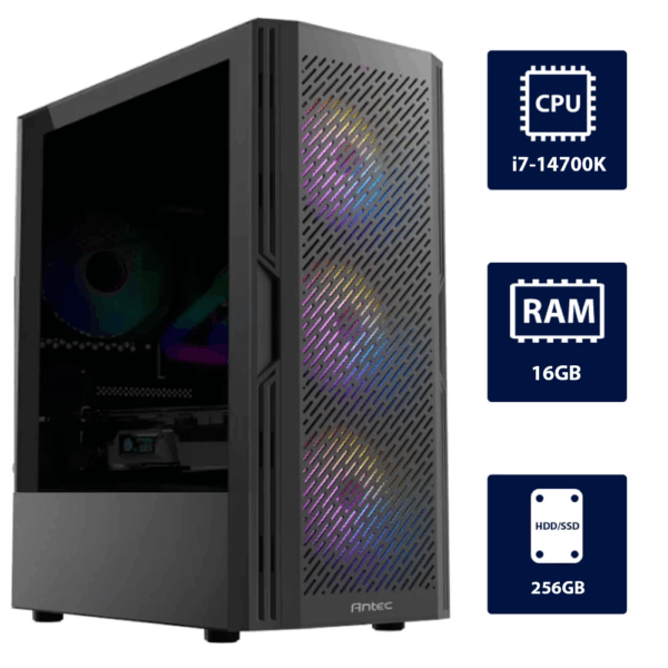 i7 14700K CPU, 16GB RAM, 256GB SSD Gaming Desktop Computer