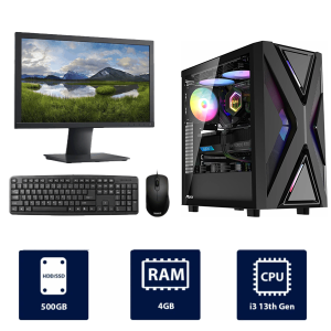 i3 13th Gen, 4GB RAM, 500GB HDD, with 19" Monitor, Antec AX20 RGB Full Desktop PC