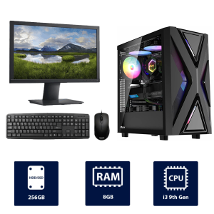 i3 9th Gen, 8GB RAM, 256GB SSD, with 19" Monitor, RUIX CV203 Full Desktop PC