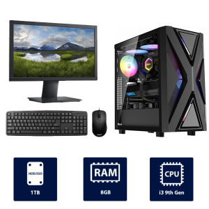 i3 9th Gen, 8GB RAM, 1TB SSD, with 19" Monitor, RUIX CV230 RGB Full Desktop PC