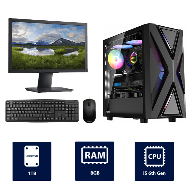 i5 6th Gen, 8GB RAM, 1TB HDD, with 19" Monitor, RUIX CV203 Full Desktop PC