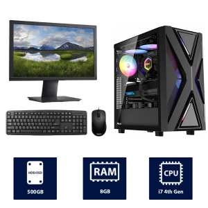 i7 4th Gen, 8GB RAM, 500GB HDD, with 19" Monitor, RUIX CV203 RGB Full Desktop PC